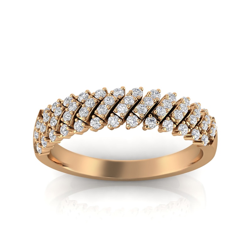 1/3 CT. T.W. Diamond Slanted Multi-Row Band in 10K Rose Gold