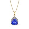 Thumbnail Image 1 of 10.0mm Trillion-Cut Tanzanite and 1/15 CT. T.W. Diamond Tiered Frame Pendant in 10K Gold