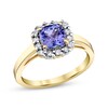 Thumbnail Image 1 of 6.0mm Cushion-Cut Tanzanite and 1/4 CT. T.W. Diamond Frame Ring in 14K Gold