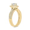 Thumbnail Image 2 of Pear-Shaped White Lab-Created Sapphire and 1/2 CT. T.W. Diamond Frame Split Shank Bridal Set in 10K Gold