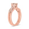 Thumbnail Image 2 of 6.0mm Morganite and 1/5 CT. T.W. Diamond Braid Vintage-Style Bridal Set in 10K Rose Gold
