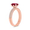 Thumbnail Image 2 of Emerald-Cut Lab-Created Ruby and 1/3 CT. T.W. Diamond Bridal Set in 10K Rose Gold