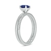 Thumbnail Image 2 of 6.0mm Blue Lab-Created Sapphire and 1/5 CT. T.W. Diamond Band Bridal Set in 10K White Gold