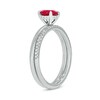 Thumbnail Image 2 of 6.0mm Lab-Created Ruby and 1/5 CT. T.W. Diamond Band Bridal Set in 10K White Gold