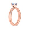 Thumbnail Image 2 of 6.0mm Aquamarine and 1/5 CT. T.W. Diamond Band Bridal Set in 10K Rose Gold