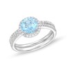 Thumbnail Image 1 of 7.0mm Aquamarine and 1/3 CT. T.W. Diamond Frame Bridal Set in 14K White Gold