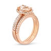 Thumbnail Image 3 of Oval Morganite and 1/2 CT. T.W. Diamond Frame Bridal Set in 14K Rose Gold