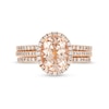 Thumbnail Image 4 of Oval Morganite and 1/2 CT. T.W. Diamond Frame Bridal Set in 14K Rose Gold