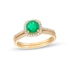 Thumbnail Image 1 of 6.0mm Emerald and 1/4 CT. T.W. Diamond Cushion Frame Bridal Set in 14K Gold