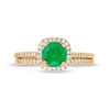 Thumbnail Image 4 of 6.0mm Emerald and 1/4 CT. T.W. Diamond Cushion Frame Bridal Set in 14K Gold