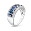 Thumbnail Image 3 of Emerald-Cut Blue Sapphire and 1/3 CT. T.W. Diamond Edge Seven Stone Band in 14K White Gold