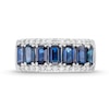 Thumbnail Image 4 of Emerald-Cut Blue Sapphire and 1/3 CT. T.W. Diamond Edge Seven Stone Band in 14K White Gold