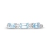 Thumbnail Image 4 of Sideways Emerald-Cut Aquamarine and 1/15 CT. T.W. Diamond Station Three Stone Ring in 14K White Gold