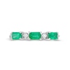 Thumbnail Image 4 of Sideways Emerald-Cut Emerald and 1/15 CT. T.W. Diamond Station Three Stone Ring in 14K White Gold