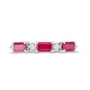 Thumbnail Image 4 of Sideways Emerald-Cut Ruby and 1/15 CT. T.W. Diamond Station Three Stone Ring in 14K White Gold