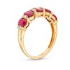 Thumbnail Image 2 of Oval Ruby and 1/8 CT. T.W. Diamond Collar Station Five Stone Ring in 14K Gold