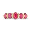 Thumbnail Image 3 of Oval Ruby and 1/8 CT. T.W. Diamond Collar Station Five Stone Ring in 14K Gold