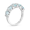 Thumbnail Image 3 of Oval Aquamarine and 1/8 CT. T.W. Diamond Collar Station Five Stone Ring in 14K White Gold