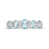 Thumbnail Image 4 of Oval Aquamarine and 1/8 CT. T.W. Diamond Collar Station Five Stone Ring in 14K White Gold