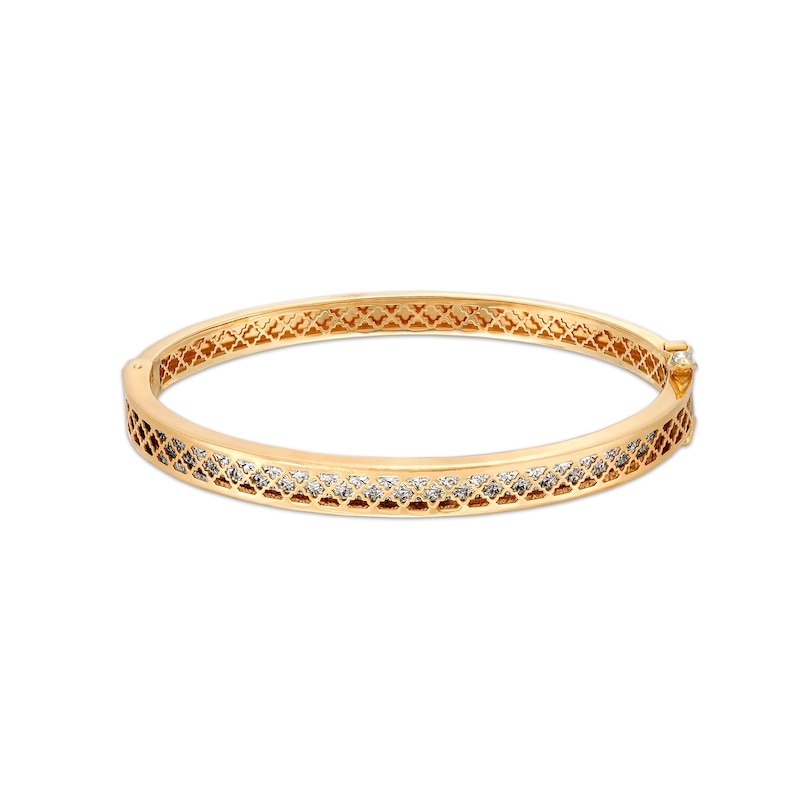 Main Image 1 of Oro Diamante™ Diamond-Cut Lattice Bangle in 14K Two-Tone Gold