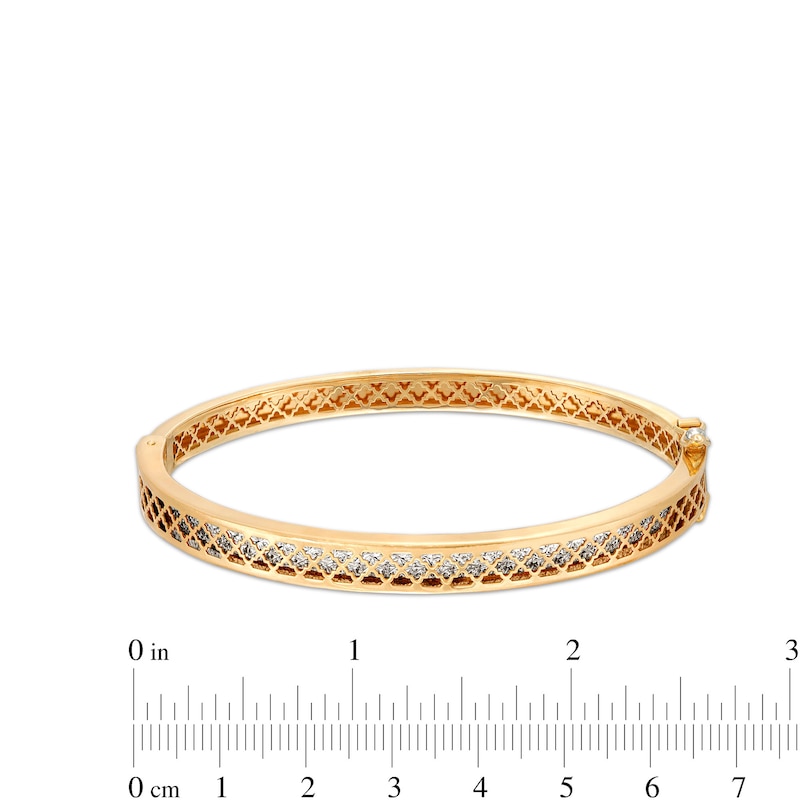 Main Image 3 of Oro Diamante™ Diamond-Cut Lattice Bangle in 14K Two-Tone Gold