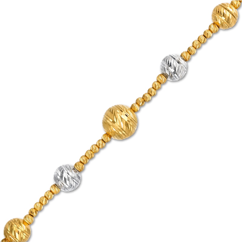 Main Image 1 of Oro Diamante™ Graduating Brilliance Bead Bracelet in Hollow 14K Two-Tone Gold - 7.5"