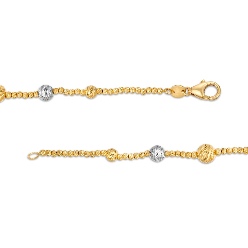 Main Image 3 of Oro Diamante™ Graduating Brilliance Bead Bracelet in Hollow 14K Two-Tone Gold - 7.5"