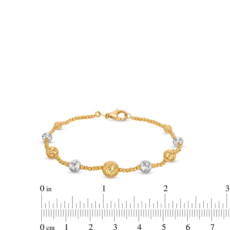 Main Image 4 of Oro Diamante™ Graduating Brilliance Bead Bracelet in Hollow 14K Two-Tone Gold - 7.5"