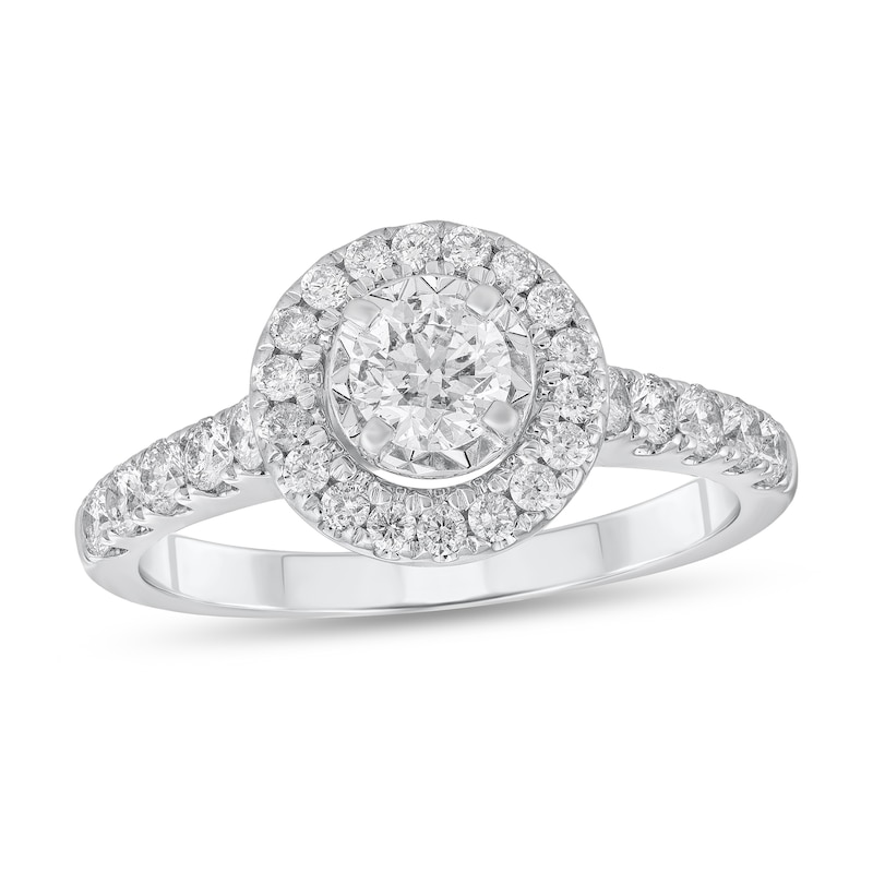 1 CT. T.W. Diamond Frame Engagement Ring in 14K White Gold (I/I2)