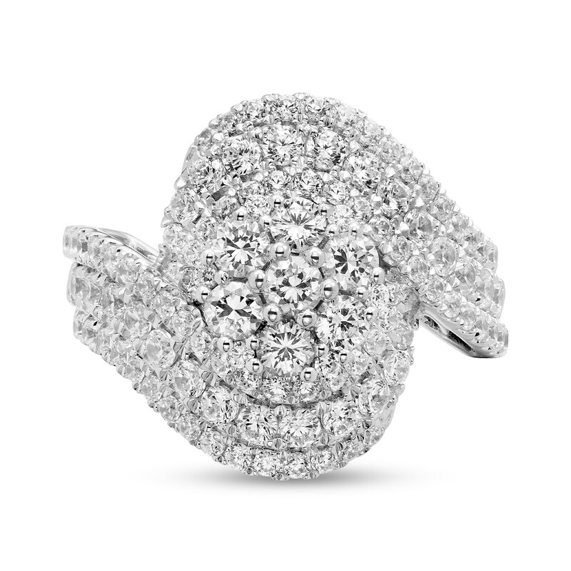 Main Image 3 of 2 CT. T.W. Multi-Diamond Layered Bypass Ring in 14K White Gold