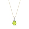 Thumbnail Image 1 of Faceted Pear-Shaped Peridot and Diamond Accent Pendant in 14K Gold