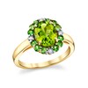 Thumbnail Image 1 of Oval Peridot, Tsavorite and 1/8 CT. T.W. Diamond Frame Ring in 10K Gold