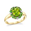 Thumbnail Image 0 of Oval Peridot, Tsavorite and 1/8 CT. T.W. Diamond Frame Ring in 10K Gold