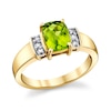Thumbnail Image 1 of Elongated Cushion-Shaped Peridot and 1/10 CT. T.W. Diamond Collar Ring in 14K Gold
