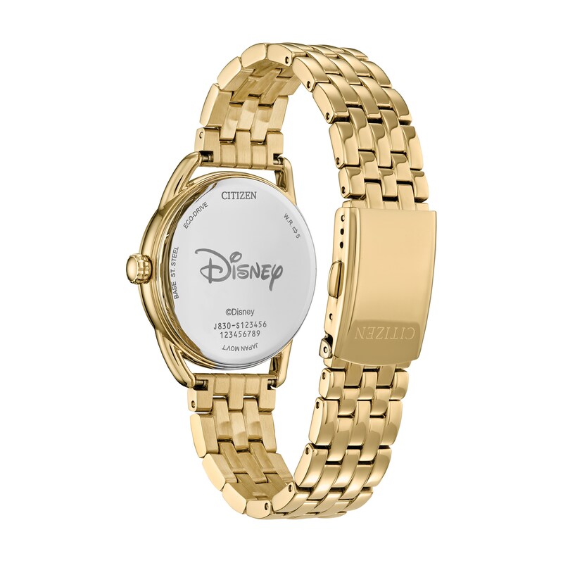 Main Image 2 of Ladies' Citizen Eco-Drive® Mickey Mouse with Flowers Gold-Tone Watch (Model:FE7093-57W)