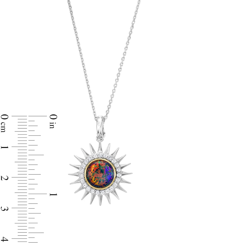 Dr. Opal Lee "Grandmother of Juneteenth" Black Lab-Created Opal and Lab-Created Sapphire Sun Pendant in Sterling Silver