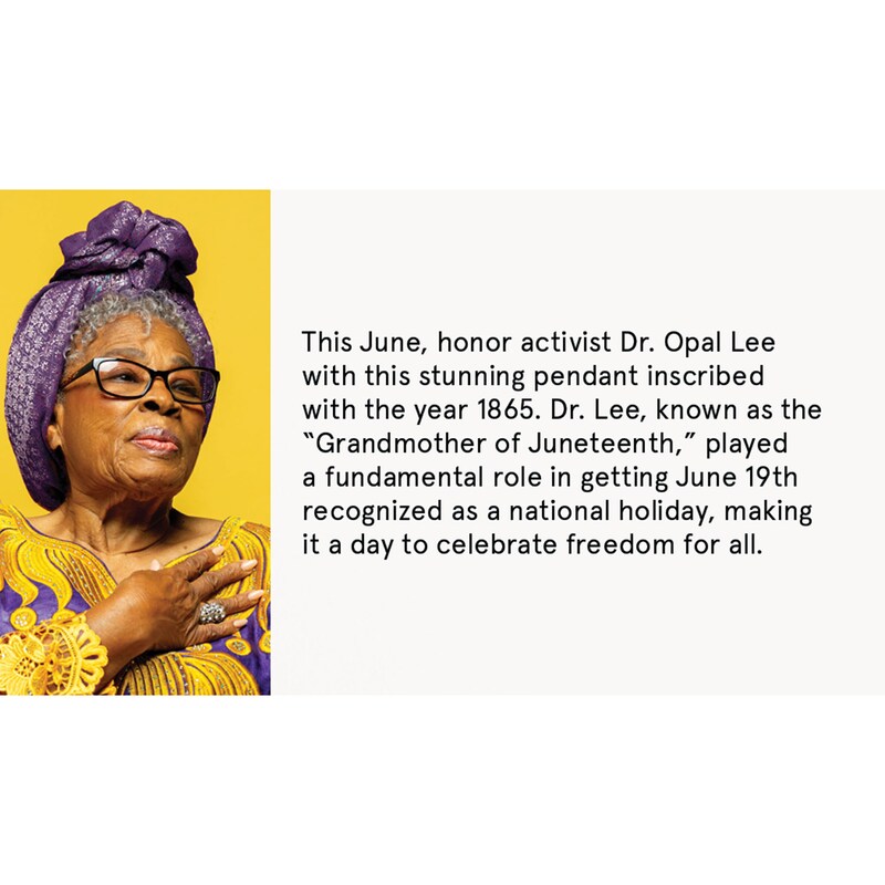 Dr. Opal Lee "Grandmother of Juneteenth" Black Lab-Created Opal and Lab-Created Sapphire Sun Pendant in Sterling Silver