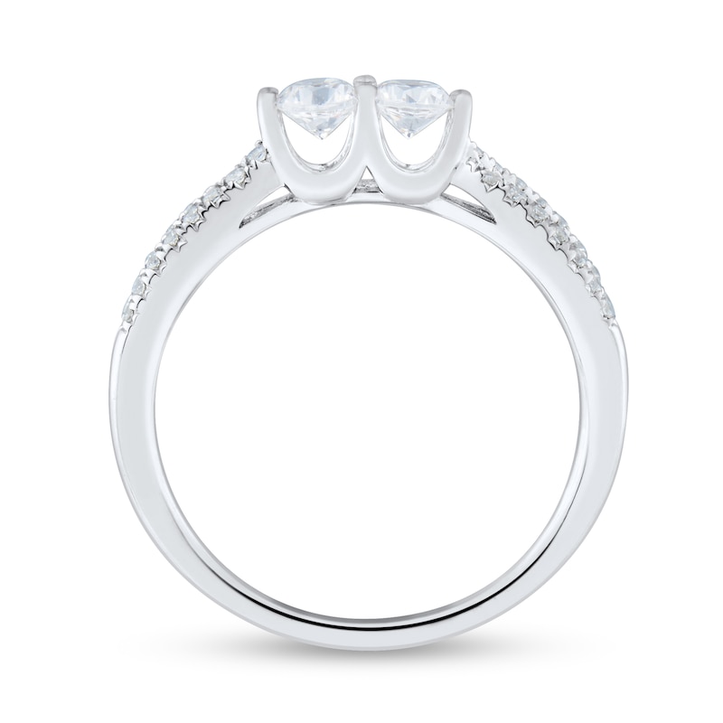 Main Image 2 of 1/2 CT. T.W. Diamond Toi et Moi Split Shank Ring in 14K White Gold (I/I2)