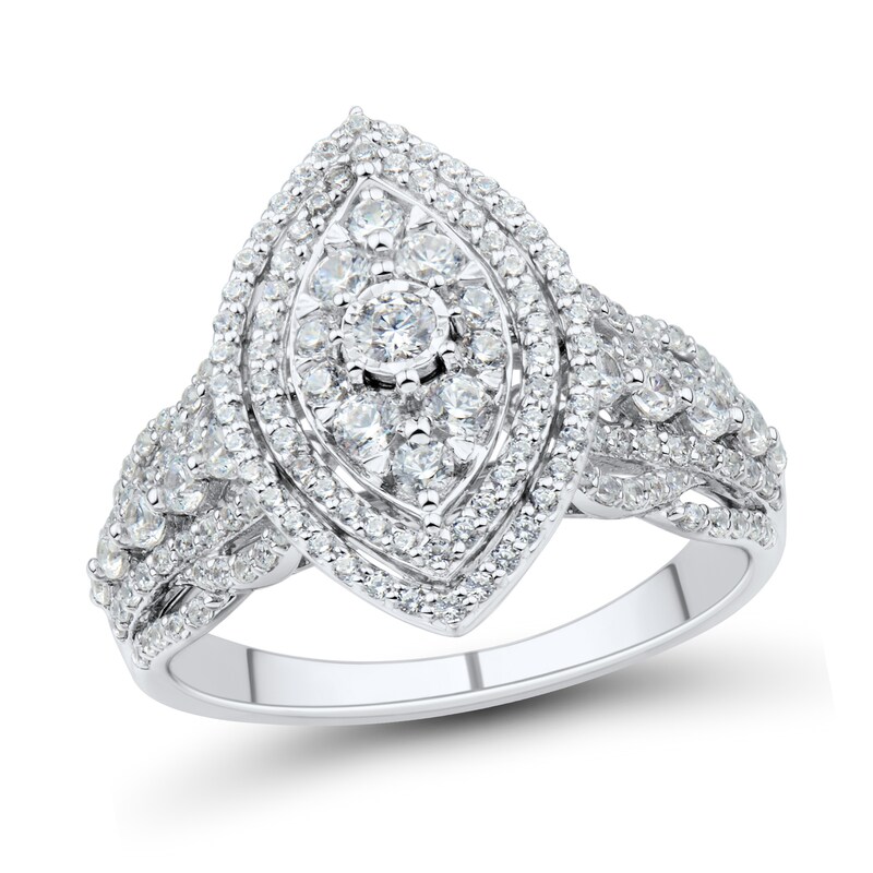 Main Image 1 of 1 CT. T.W. Marquise Multi-Diamond Layered Engagement Ring in 10K White Gold