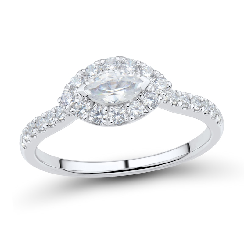 Sideways 3/4 CT. T.W. Marquise-Cut Diamond Frame Ring in 14K White Gold (I/SI2)