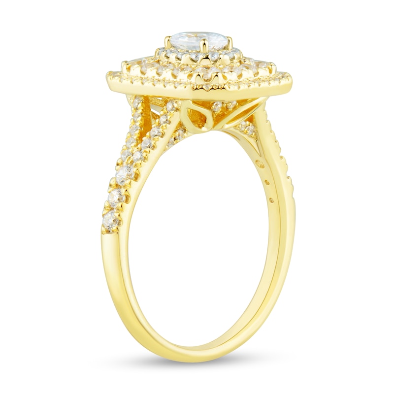 Main Image 3 of 1 CT. T.W. Oval Diamond Octagonal Art Deco Frame Engagement Ring in 14K Gold (I/SI2)