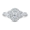 Thumbnail Image 3 of 1 CT. T.W. Oval Diamond Frame Tri-Sides Engagement Ring in 14K White Gold (I/I1)