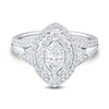 Thumbnail Image 3 of 1 CT. T.W. Marquise-Cut Diamond Scallop Frame Multi-Row Ring in 14K White Gold (I/I1)