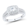 Thumbnail Image 1 of 1 CT. T.W. Cushion-Cut Diamond Double Frame Triple Row Engagement Ring in 14K White Gold (I/SI2)