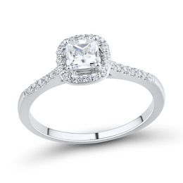 3/4 CT. T.W. Cushion-Cut Diamond Frame Engagement Ring in 14K White Gold (I/SI2)