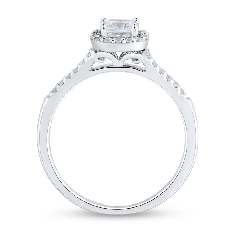 Main Image 2 of 3/4 CT. T.W. Cushion-Cut Diamond Frame Engagement Ring in 14K White Gold (I/SI2)
