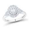 Thumbnail Image 1 of 1 CT. T.W. Oval Diamond Double Frame Tri-Sides Engagement Ring in 14K White Gold (I/I1)