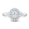 Thumbnail Image 3 of 1 CT. T.W. Oval Diamond Double Frame Tri-Sides Engagement Ring in 14K White Gold (I/I1)