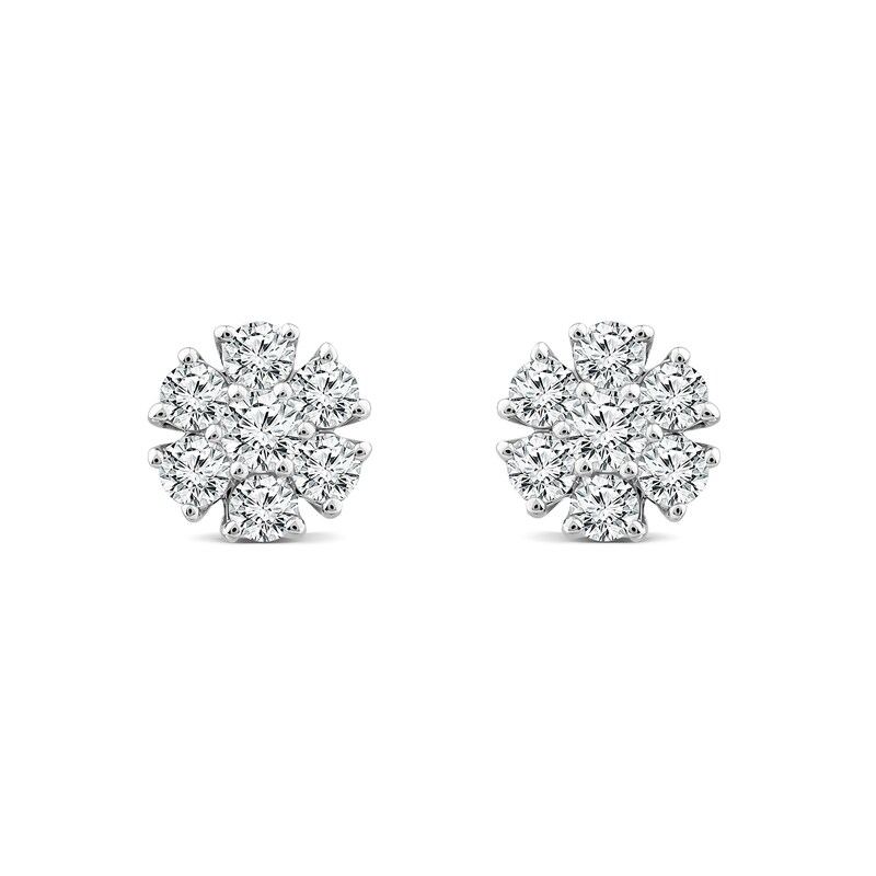 1/2 CT. T.W. Diamond Flower Stud Earrings in 14K White Gold