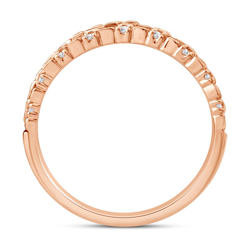 Main Image 3 of 1 CT. T.W. Baguette-Cut Diamond Slanted Rows Band in 14K Rose Gold